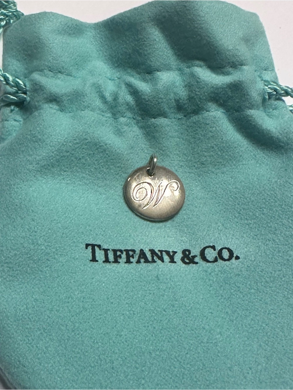Tiffany & Co. Sterling Silver Round 'W' Initial Charm -